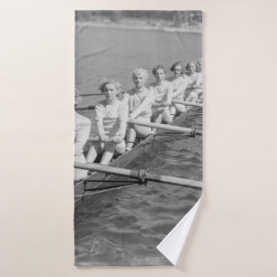 CREW TEAMvintage, sport, row, team, boat, retro, c Bath Towel