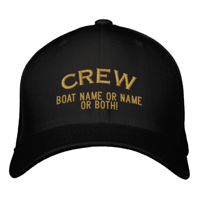 CREW Your Boat Name Your Name or Both! Embroidered Hat (Front)