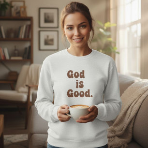 Crewneck Sweatshirt God Is Good Retro Faith