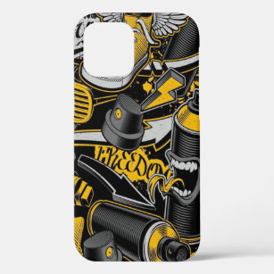 Crezy Music Black Yellow Graffiti Spay all star iPhone 12 Case