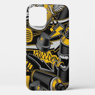 Crezy Music Black Yellow Graffiti Spay all star iPhone 12 Pro Case