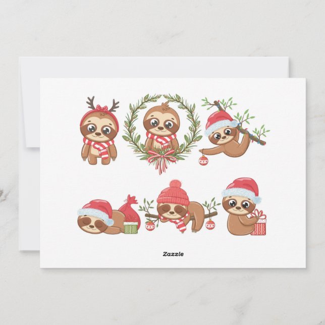 Crhistmas Sloth Flat Holiday Card (Back)
