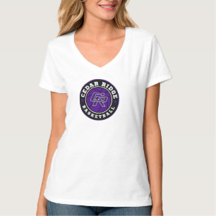 CRHS Basketball Logo - Ladies White V-Neck T-Shirt