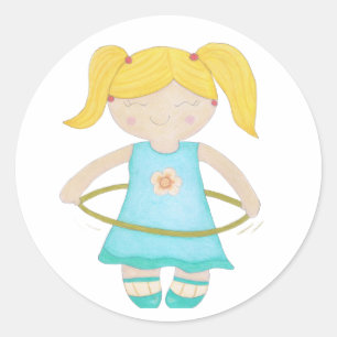 Criança brincando de bambolê classic round sticker