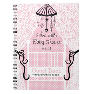 Crib and Lace Baby Shower Guest Book- Spiral Notebook