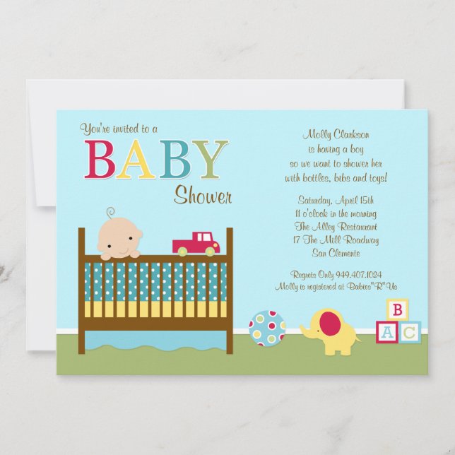 Crib Baby Shower Invitation (Front)