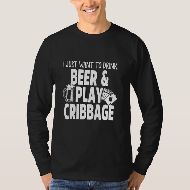 Cribbage Beer Crib Card Board Game Player T-Shirt (Front)