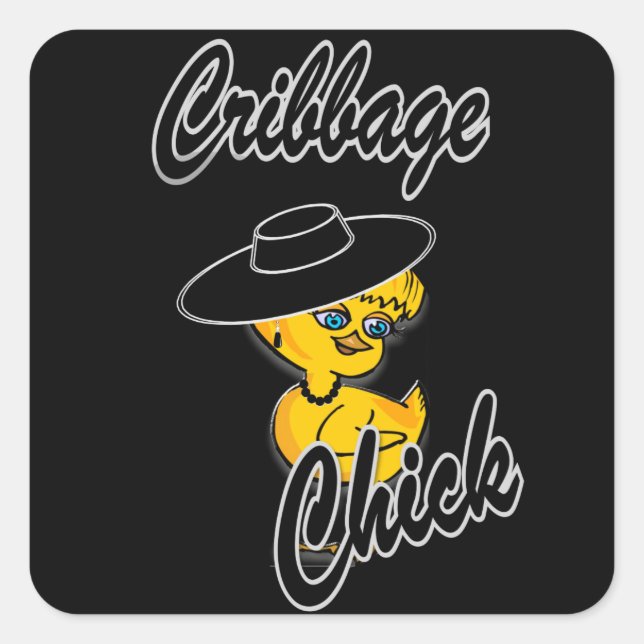 Cribbage Chick #4 Square Sticker (Front)