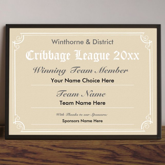 Cribbage Competition Certificate Poster (Creator Uploaded)