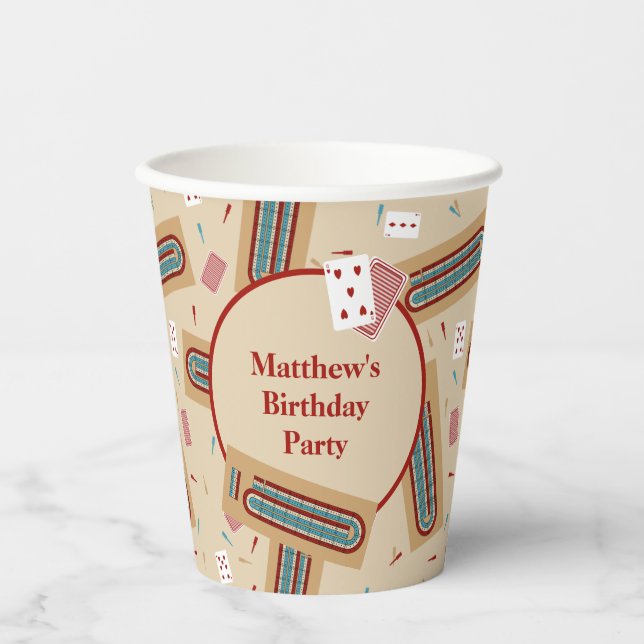 Cribbage Game Themed Personalised Party Paper Cups (Front)