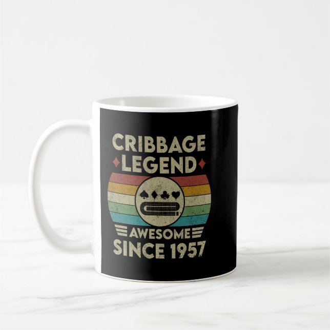 Cribbage Legend 65 Years Old Awesome Since 1957 Cr Coffee Mug (Left)