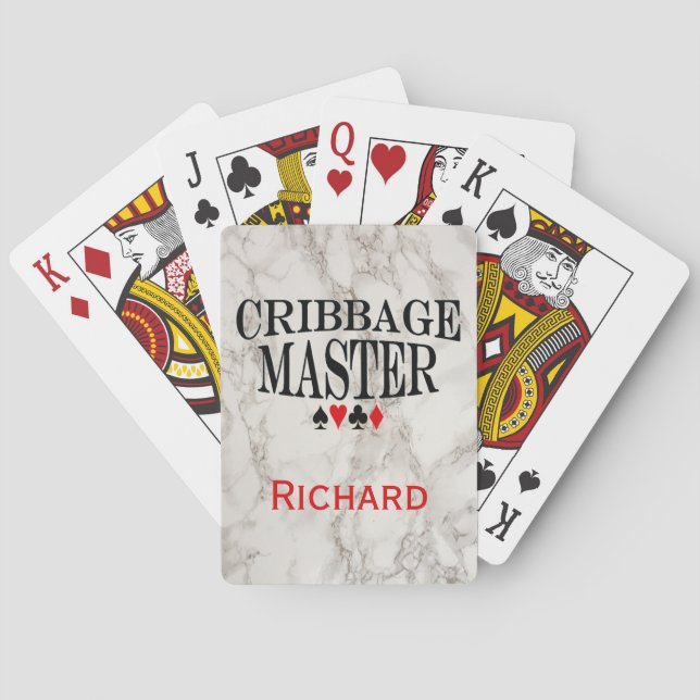 Cribbage Master on Marble Personalised Playing Cards (Back)
