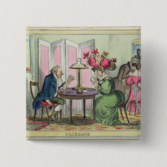 Cribbage, published by Thomas McLean, London (colo 15 Cm Square Badge (Front)