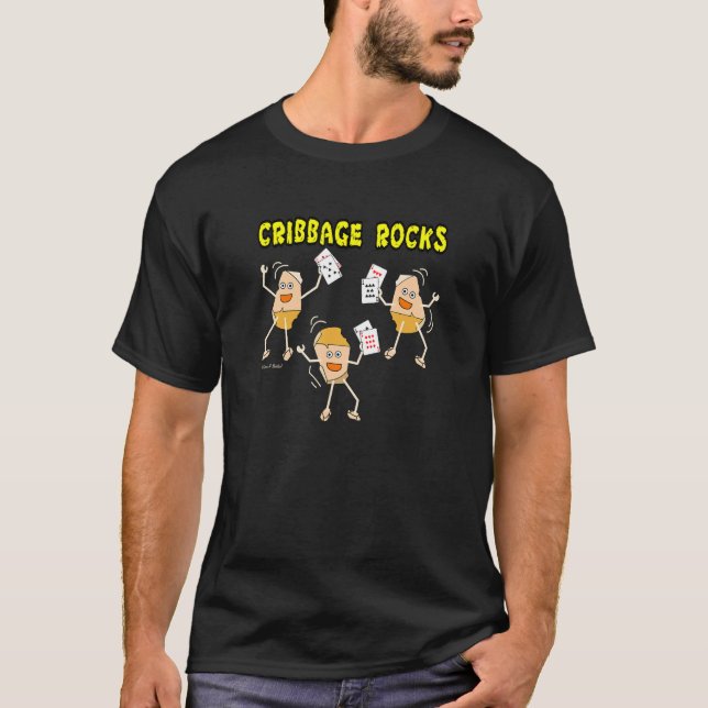 Cribbage Rocks Card Game T-Shirt (Front)