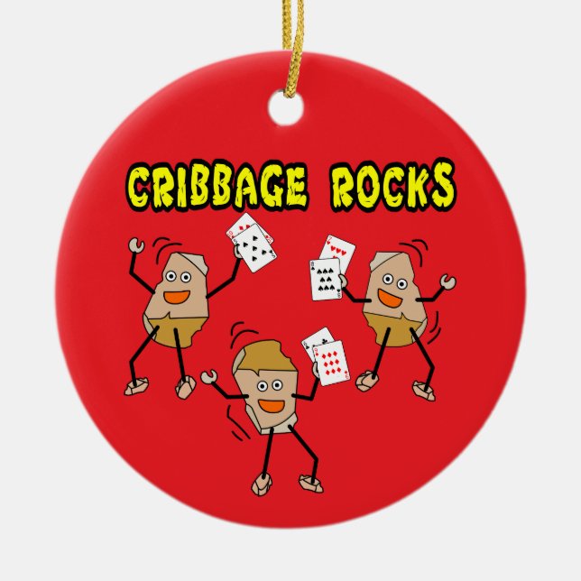 Cribbage Rocks Ceramic Tree Decoration (Front)