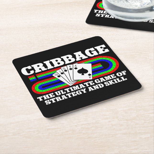 Cribbage The Ultimate Game Of Strategy And Skill Square Paper Coaster (Angled)