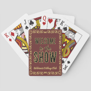 Cribbage Welcome to the Show Personalized Maroon Playing Cards