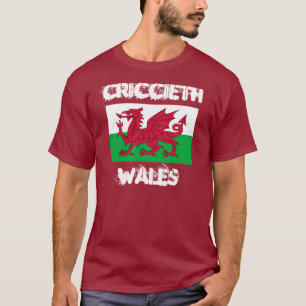 Criccieth, Wales with Welsh flag T-Shirt
