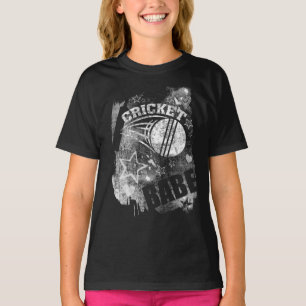 Cricket Babe, Black Grunge Cricket T-Shirt
