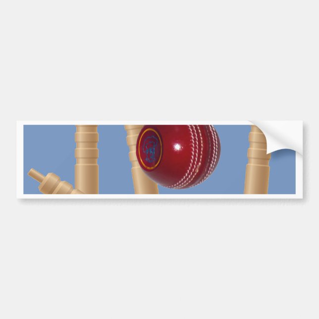 Cricket Ball And Stumps, Bumper Sticker (Front)