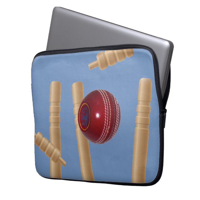 Cricket Ball And Stumps, Laptop Sleeve (Front Left)