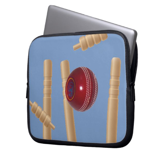 Cricket Ball And Stumps, Laptop Sleeve (Front Left)