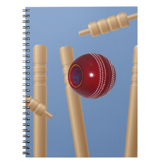 Cricket Ball And Stumps, Spiral Notebook (Front)