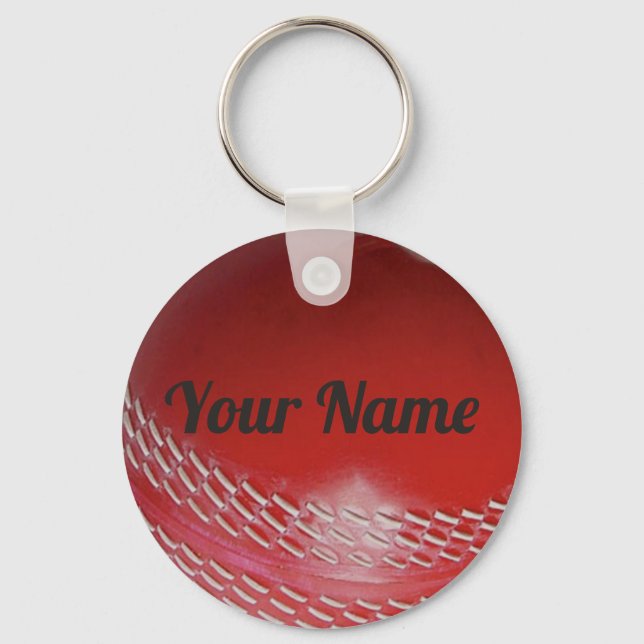 Cricket Ball Key Chain with Your Name (Front)