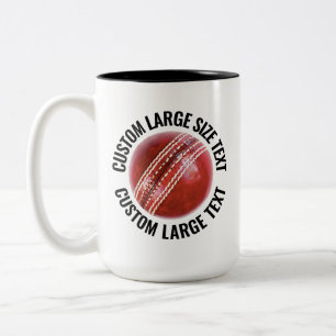 Cricket Ball & Large Text BLACK 15oz Custom Two-Tone Coffee Mug