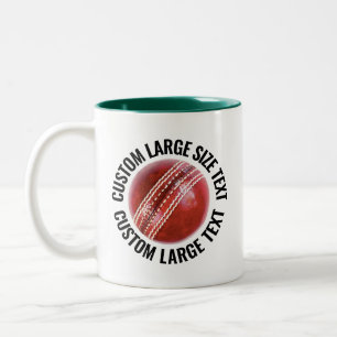 Cricket Ball & Large Text HUNTER GREEN 11oz Custom Two-Tone Coffee Mug