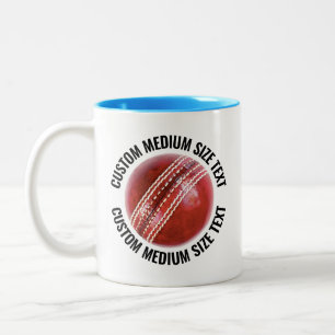 Cricket Ball & Medium Text LIGHT BLUE 11oz Custom Two-Tone Coffee Mug