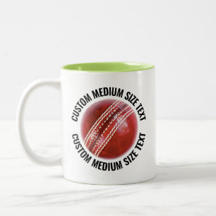 Cricket Ball & Medium Text LIME GREEN 11oz Custom Two-Tone Coffee Mug