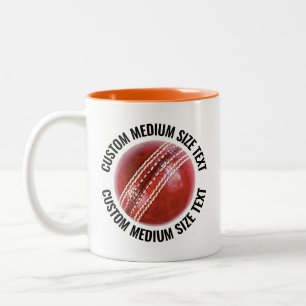 Cricket Ball & Medium Text ORANGE 11oz Custom Two-Tone Coffee Mug