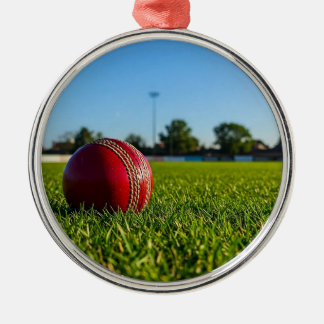 Cricket Ball on Boundary Mark Metal Tree Decoration