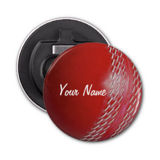Cricket Ball Red Customise With Your Name Bottle Opener