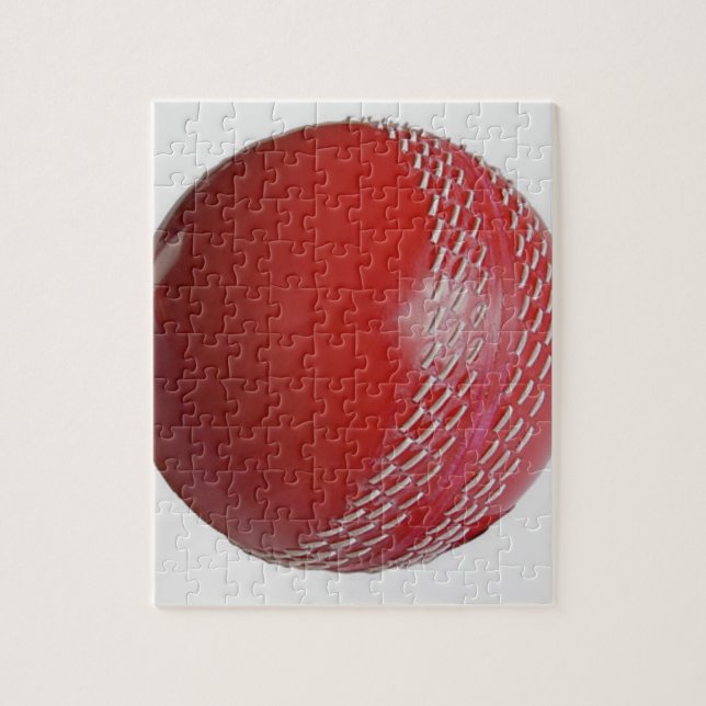 Cricket Ball Red Customise With Your Name Jigsaw Puzzle (Vertical)