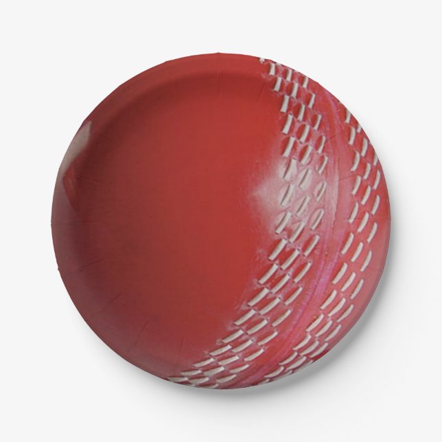 Cricket Ball Red Paper Party Plate (Front)