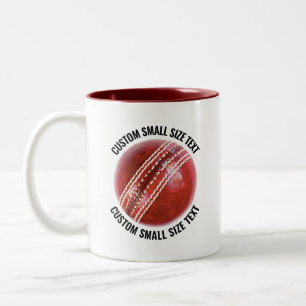 Cricket Ball & Small Text MAROON 11oz Custom Two-Tone Coffee Mug