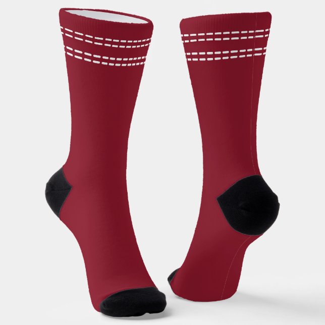 Cricket Ball Stitching Seam Fun Cricketer Socks (Angled)