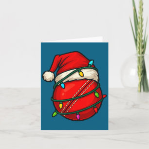 Cricket Ball With Santa Hat Funny Christmas Xmas G Card