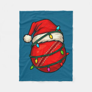 Cricket Ball With Santa Hat Funny Christmas Xmas G Fleece Blanket