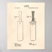Cricket Bat 1886 Patent Art Old Peper