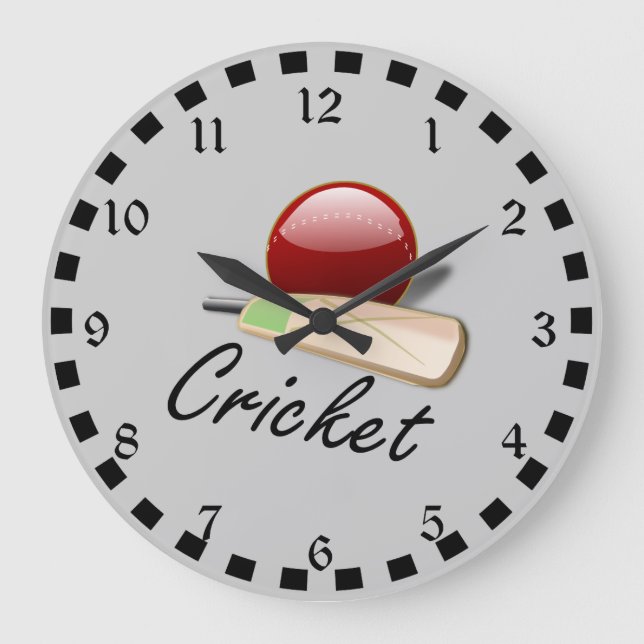Cricket bat and ball, popular design large clock (Front)