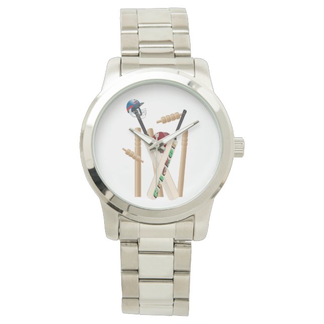 Cricket Bats Ball And Stumps, Watch (Front)