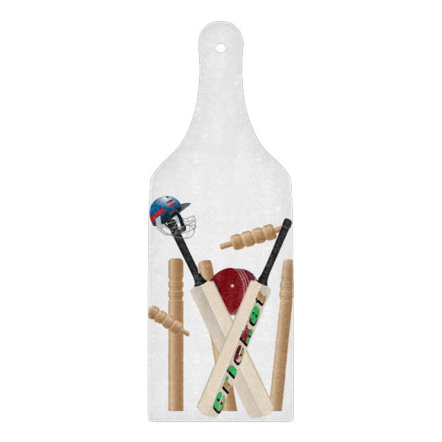 Cricket Bats, Ball, Helmet And Wickets, Cutting Board (Front)