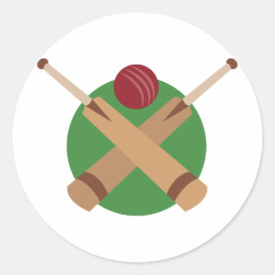 Cricket Bats Classic Round Sticker
