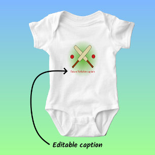 Cricket bats custom name red green sports baby bodysuit