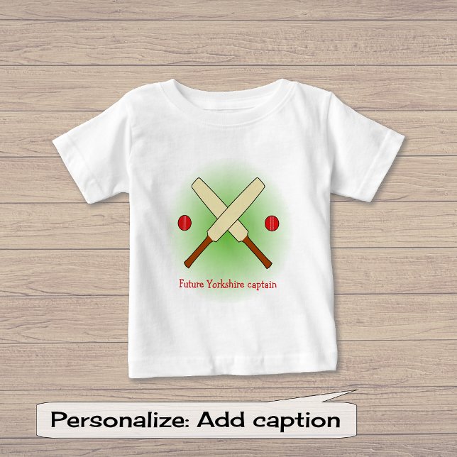 Cricket bats custom text red green sports baby T-Shirt (Creator Uploaded)