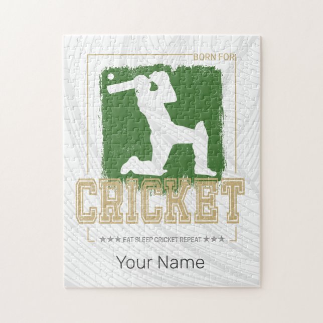 Cricket Batsman Vintage Pitcher Player Coach Jigsaw Puzzle (Vertical)