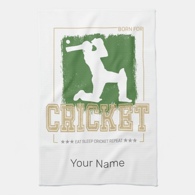 Cricket Batsman Vintage Pitcher Player Coach Tea Towel (Vertical)